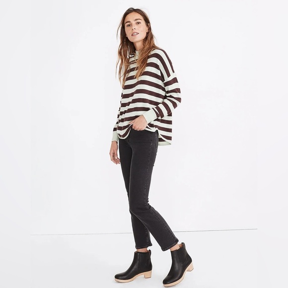 New Madewell S Ashbury Mockneck Sweater Kelsey Stripe Sunfaded Mint MC028 NWT - Picture 2 of 8